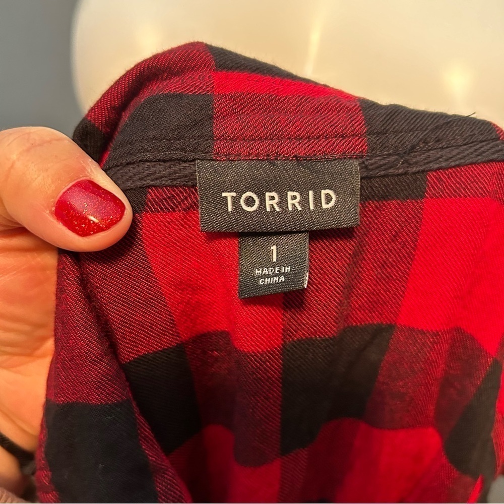 Torrid Red Buffalo Button Up Long Sleeve Shirt - Picture 4 of 7